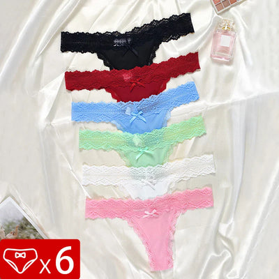 Ensemble de 6 tangas en dentelle – Doux, taille basse, ultra sexy