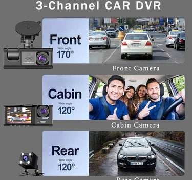 3 Channel Dash Cam for Car Front And Rear Camera 1080P Video Recorder Dashcam Black Box Car DVR Rear View Camera car accessory