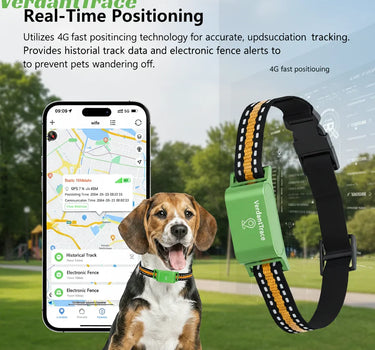VerdantTrace 4G GPS Free Pet Tracker Collar Real Time Tracking Electronic Fence Anti Lost Cat Locator 850mah Battery Waterproof