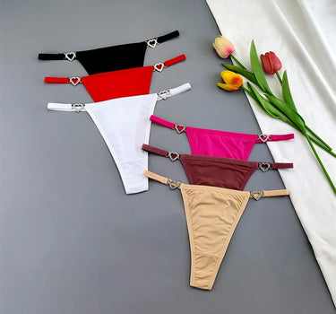 3PCS Rhinestone Strap G-String