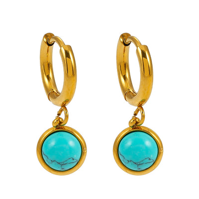 Style SAGRES Or : Boucles d'oreilles pendantes en pierre naturelle d'inspiration vintage