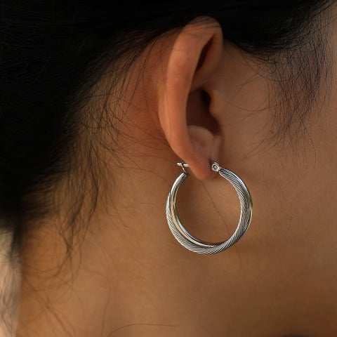 Style SAJAN : Boucles d'oreilles double anneau en argent