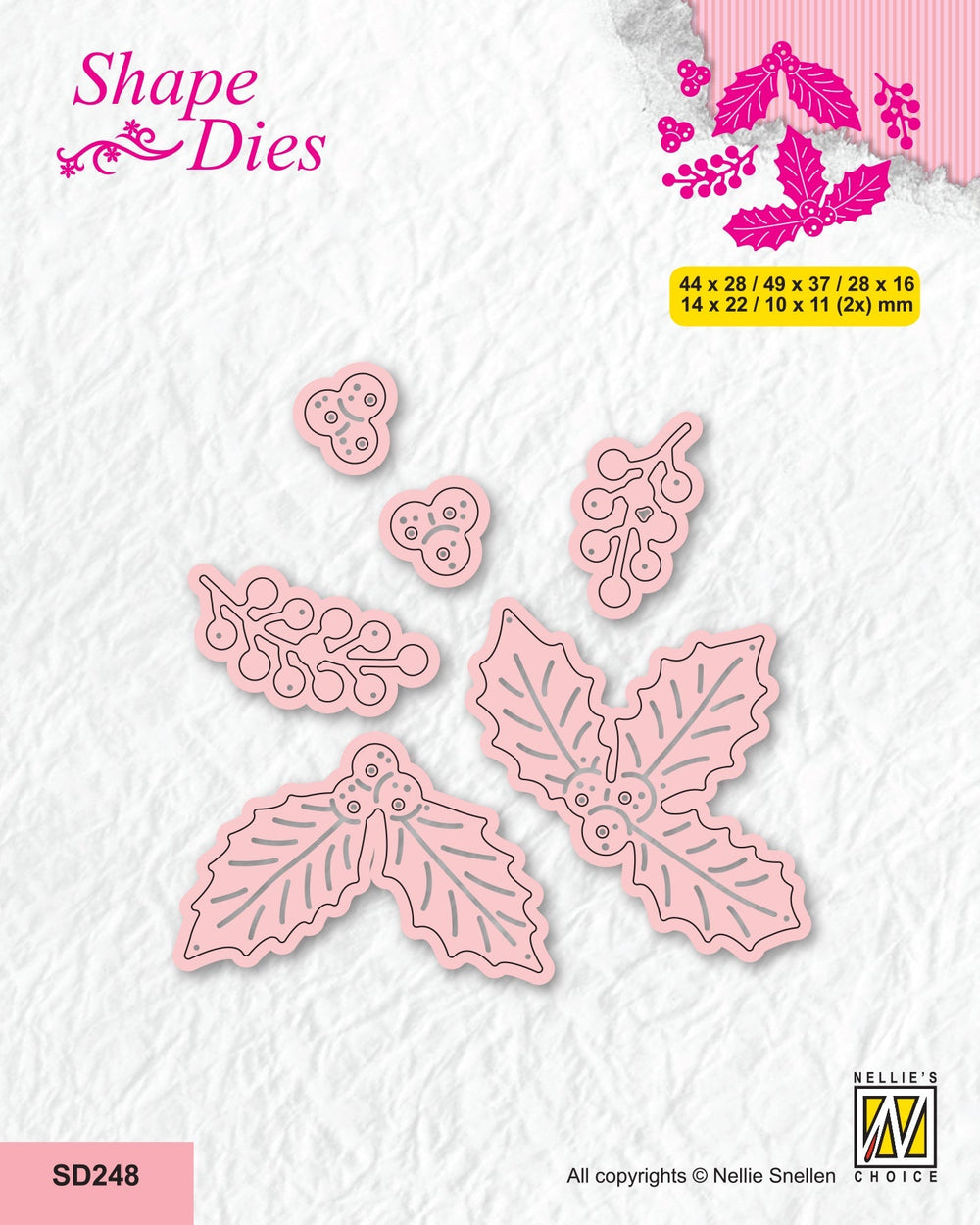 Matrice de découpe Nellie's Choice - Noël - Feuilles et baies de houx
