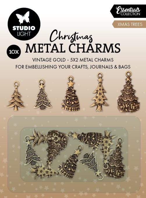 Breloques en métal SL Arbres de Noël Essentiels 10 pièces