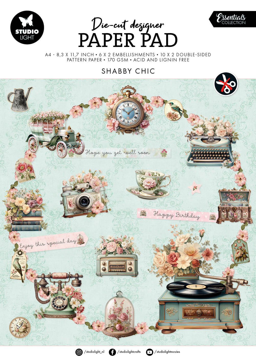 SL Die-Cut Paper Pad Shabby Chic Essentials 32 SH — Ecstasy Crafts