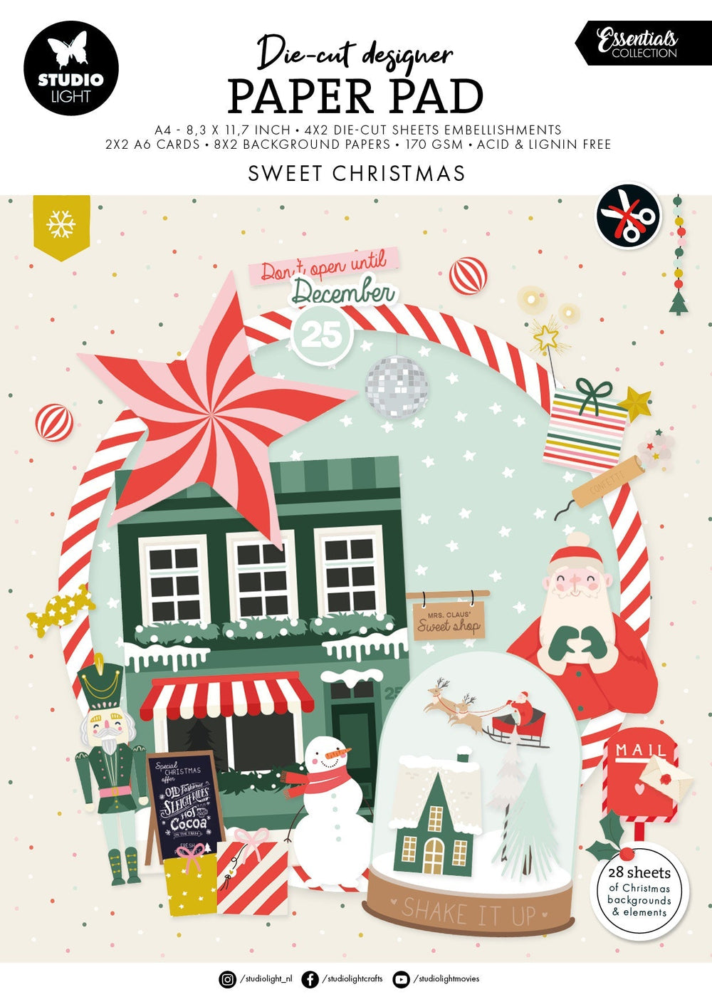 SL Die-Cut Designer Paper Pad Sweet Christmas Essentials 28 Feuilles