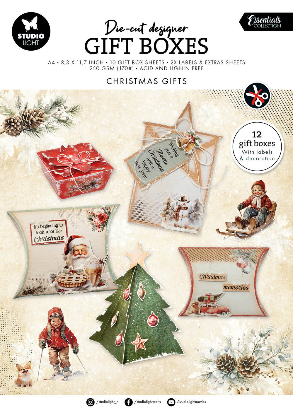 SL Coffrets cadeaux à fabriquer soi-même Essentiels pour cadeaux de Noël 12 feuilles