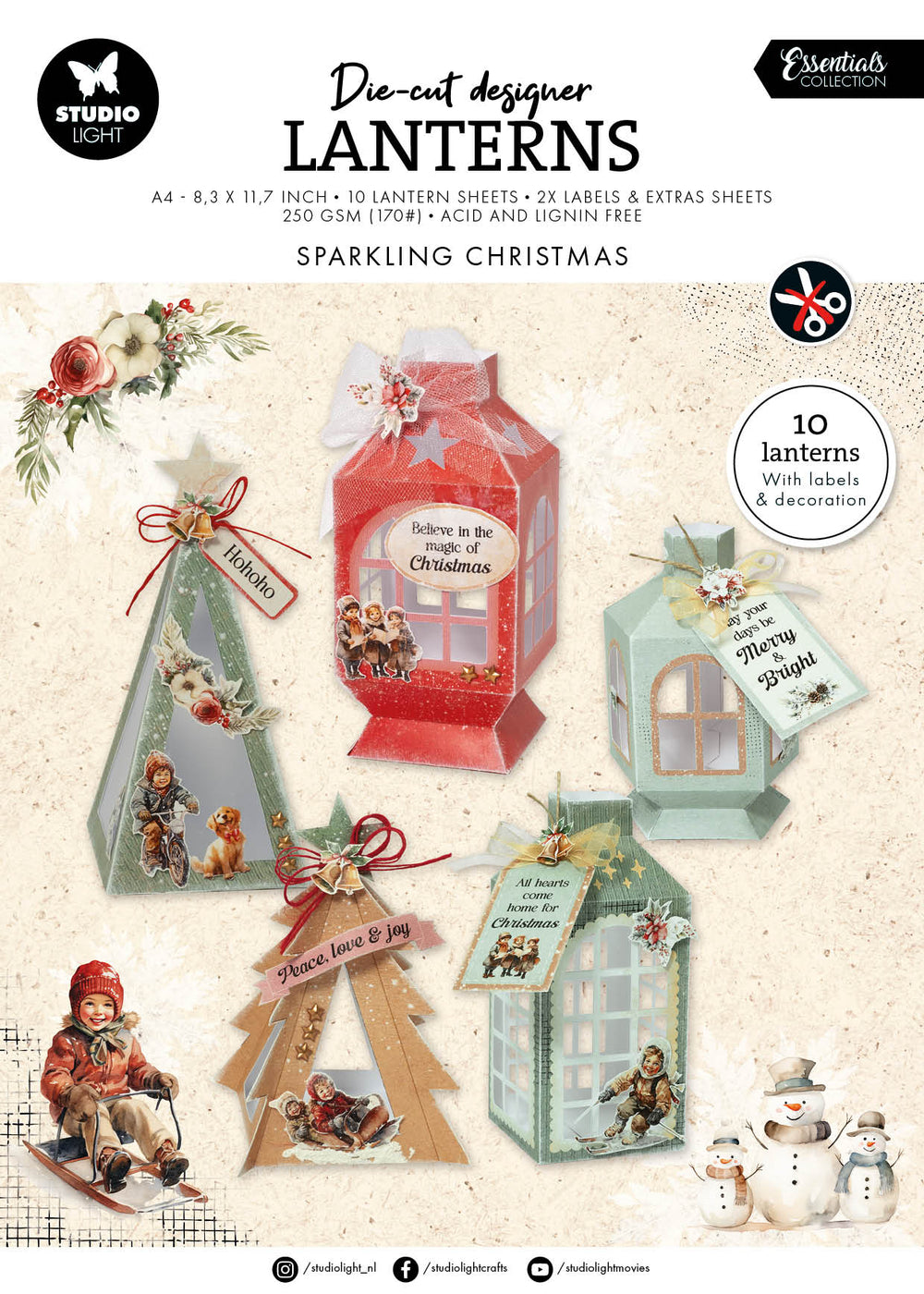 SL Lanternes à faire soi-même Essentiels de Noël Scintillants 12 feuilles