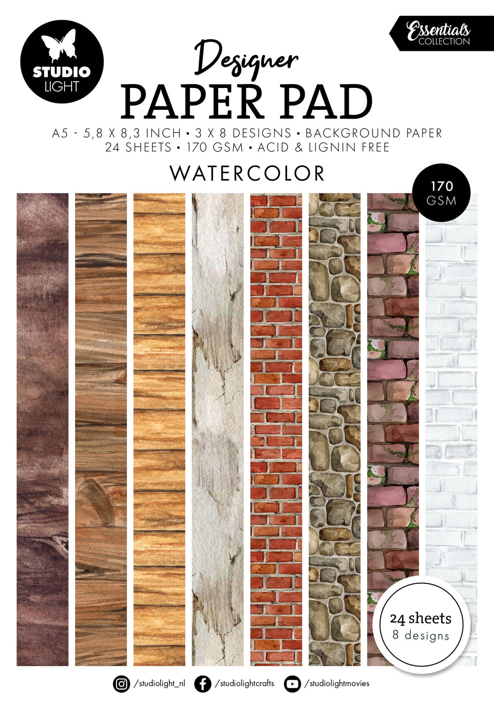 Bloc de papier design SL Watercolor Essentials 24 feuilles