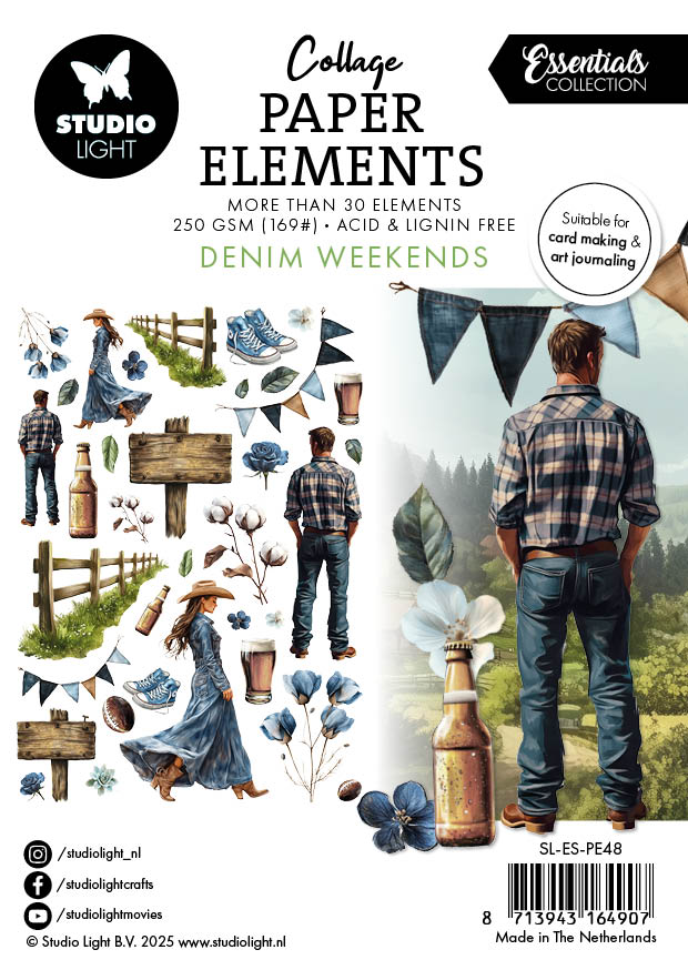 SL Paper Elements Denim Weekends Essentials 105x148x4mm 36 Pièces