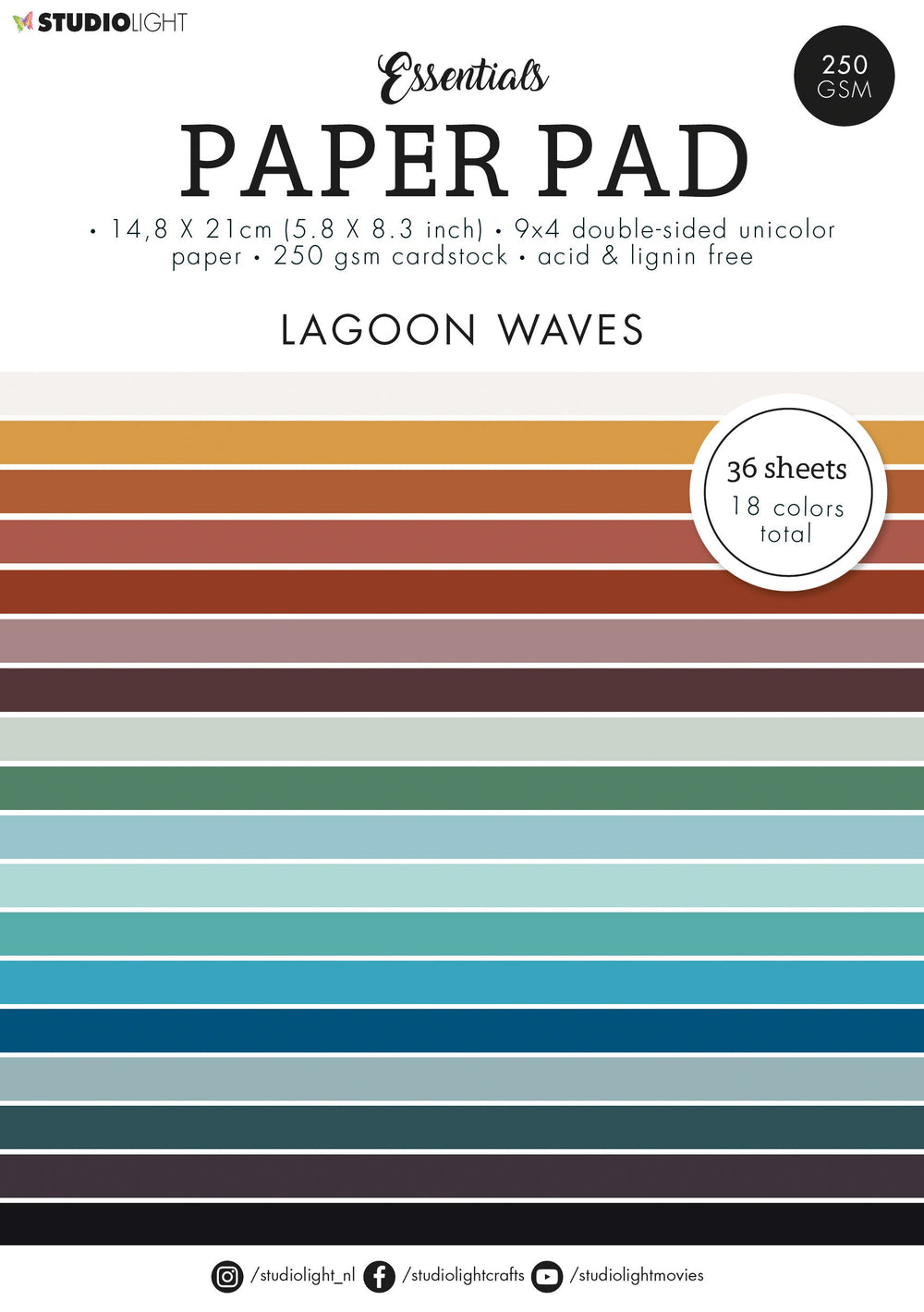 SL Paper Pad Unicolor Paper Lagoon Waves Essentials 210x148x9mm 36 SH nr.89 — Ecstasy Crafts