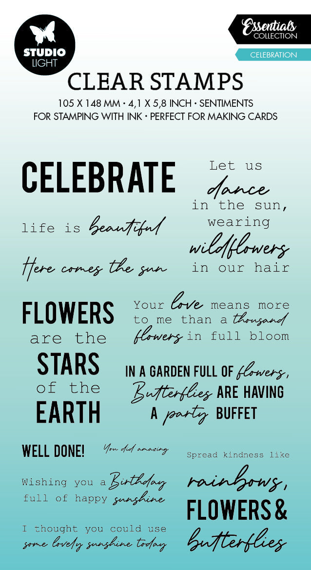 Tampon transparent SL "Celebrate Sentiments Essentials" 93x136x3mm 12 pièces réf. 388