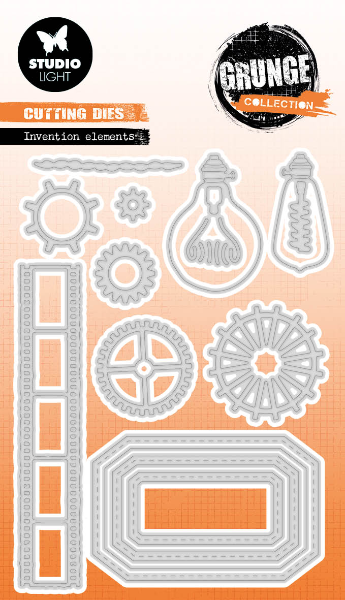 SL Matrice de découpe Éléments d'invention Collection Grunge 102x155x1mm 13 pièces n°697