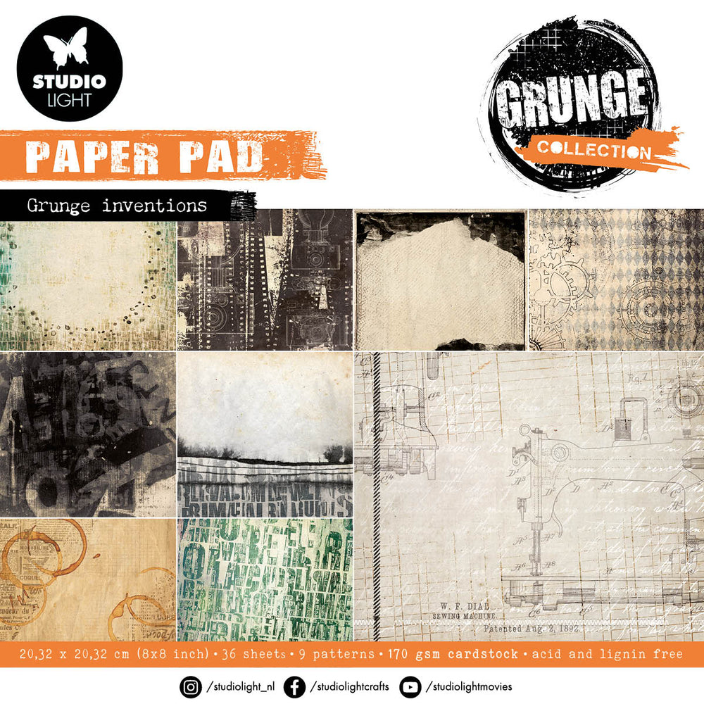 SL Paper Pads Blocs de papiers Grunge Papers Collection Grunge 203,2x203,2x9mm 36 feuilles nr.110