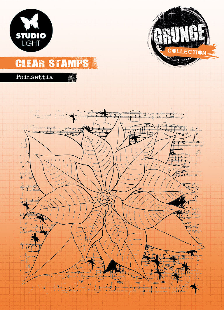 SL Clear Stamp Poinsettia Grunge Collection 130x130x3mm 1 PC nr.319 — Ecstasy Crafts