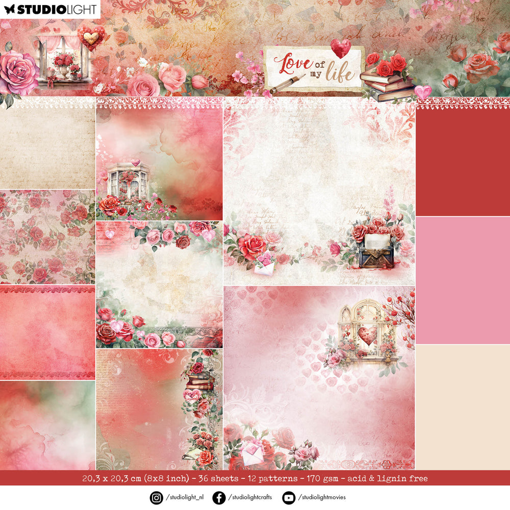 SL Design Bloc de papiers Fond L'Amour de ma Vie 36 feuilles