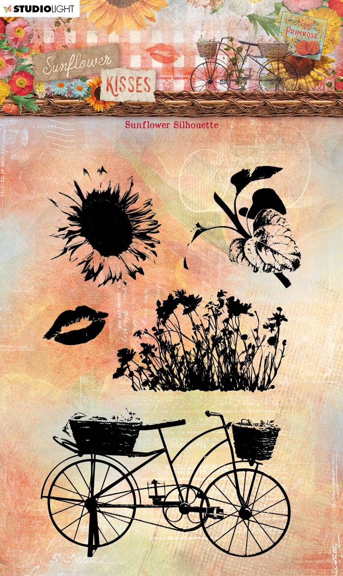 SL Tampon transparent Silhouette de tournesol Baisers de tournesol 89x135x3mm 5 pièces n°439