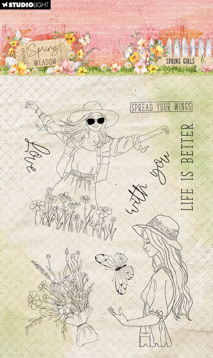 SL Tampon transparent Jeunes filles du printemps Pré de printemps 8 pièces