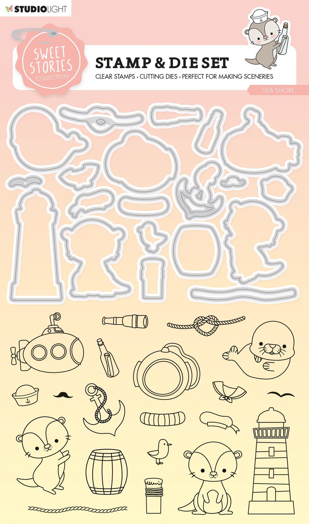 SL Tampon & matrice de découpe Histoires Douces du Littoral 154x223x1mm 20 pièces n°58
