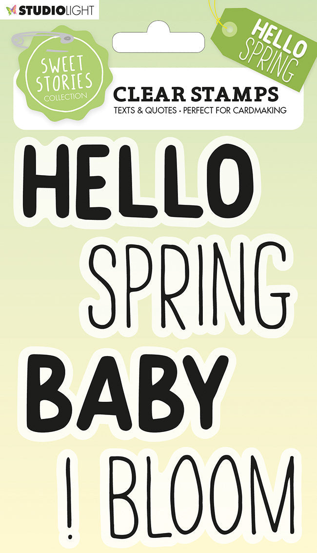 SS Tampon transparent Citations Large Hello Spring Sweet Stories 105x148x3mm 4 PC nr.214