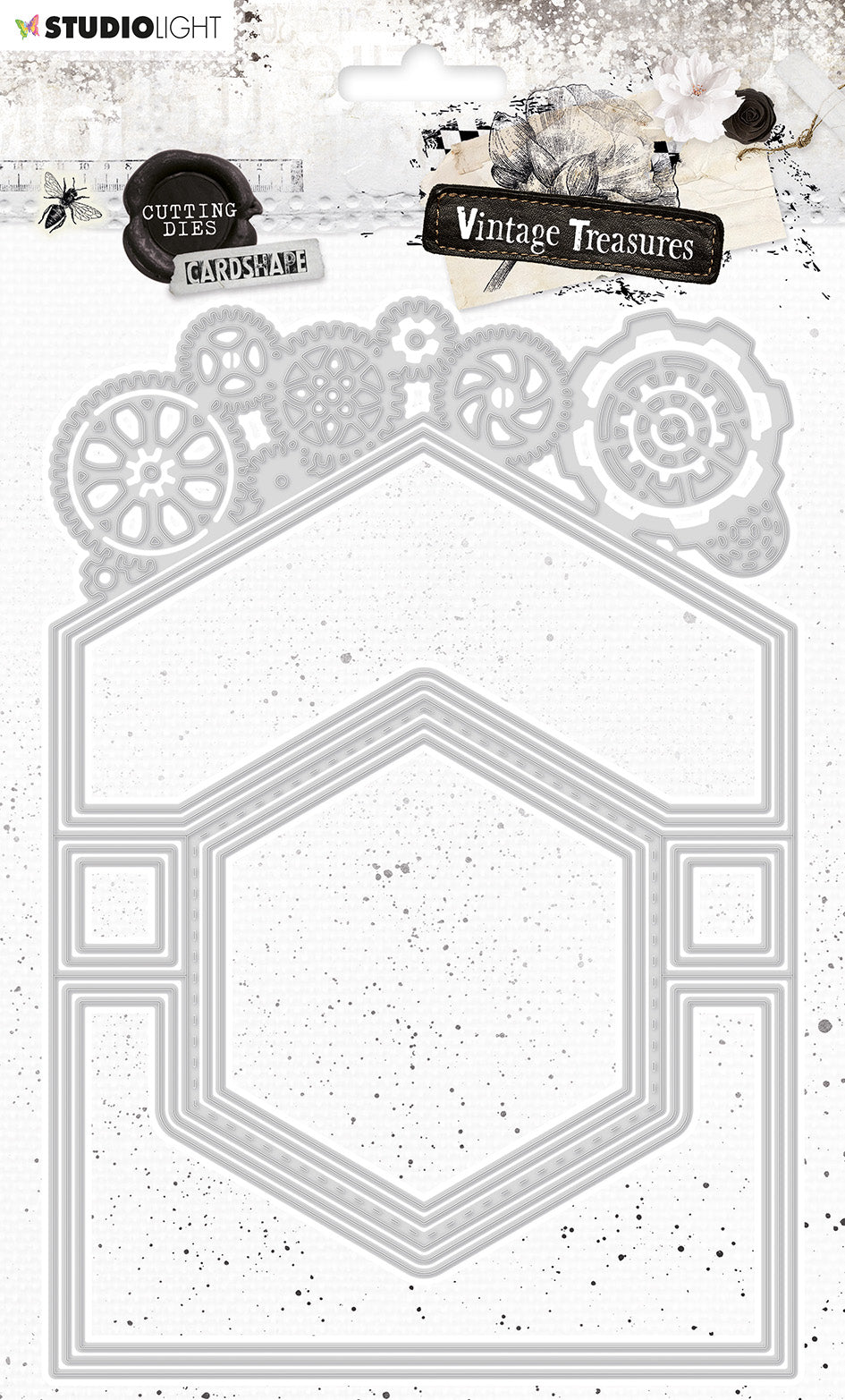 Matrice de découpe SL forme carte trésors vintage industriels 140x203x1mm 12 PC n°265