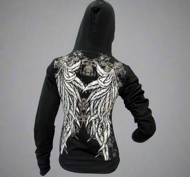 Women's Rhinestone Angel Wing Hoodie