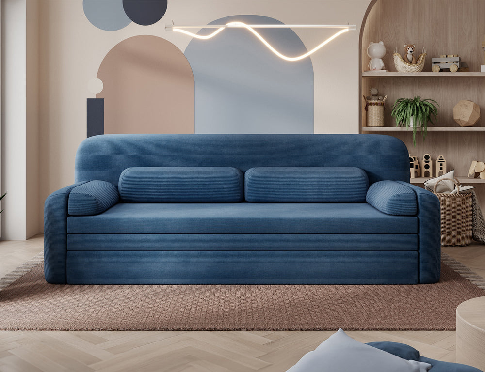 Elioss 3 Seater Storage Sleeper Sofa - Blue