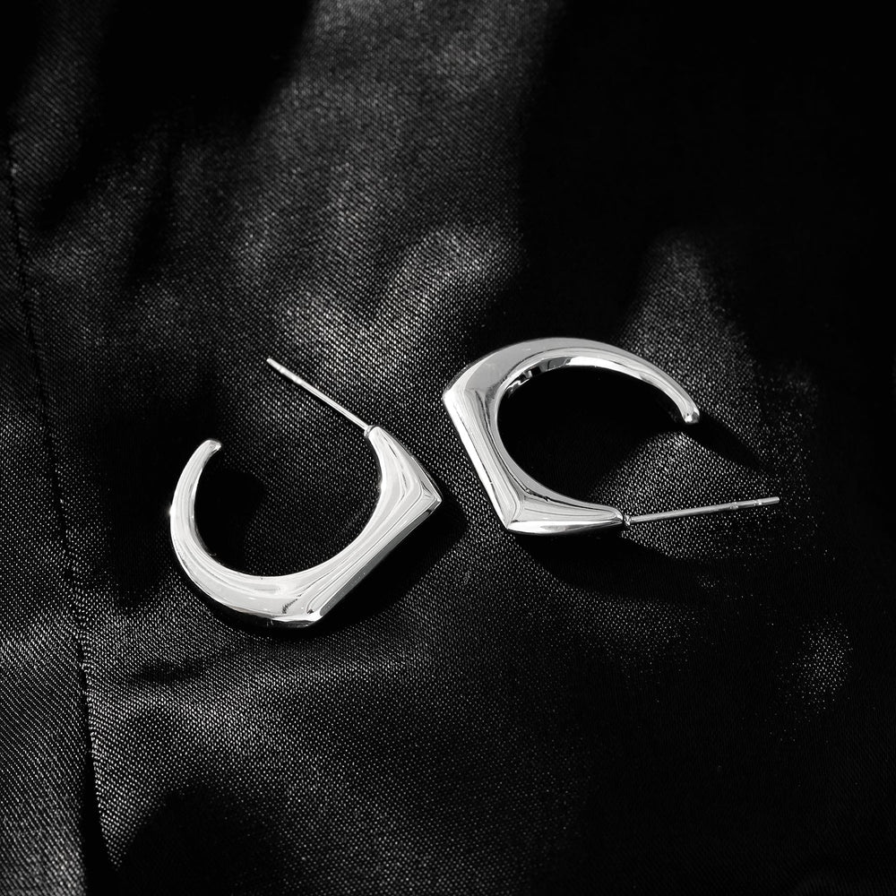 Boucles d'oreilles anneau Style SOLOMA Argenté (Or Blanc) : Style Rétro Industriel-Chic