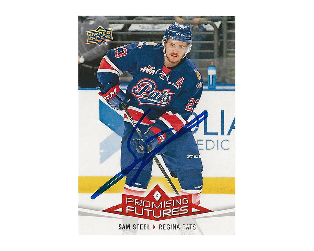 Carte de hockey Sam Steel dédicacée 2017-18 Upper Deck CHL Promising Futures #PF19