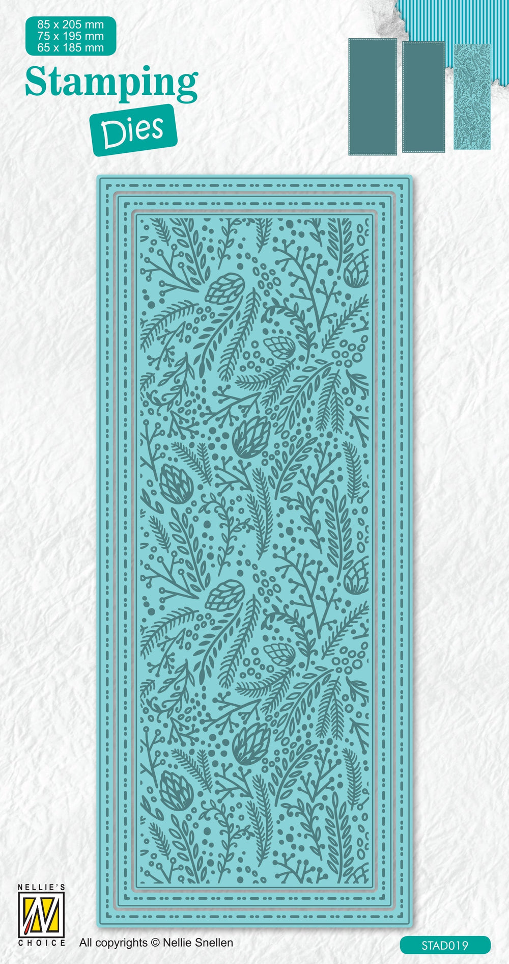 Nellie's Choice Stamping Die Slimline - Christmas - Branches With Berries