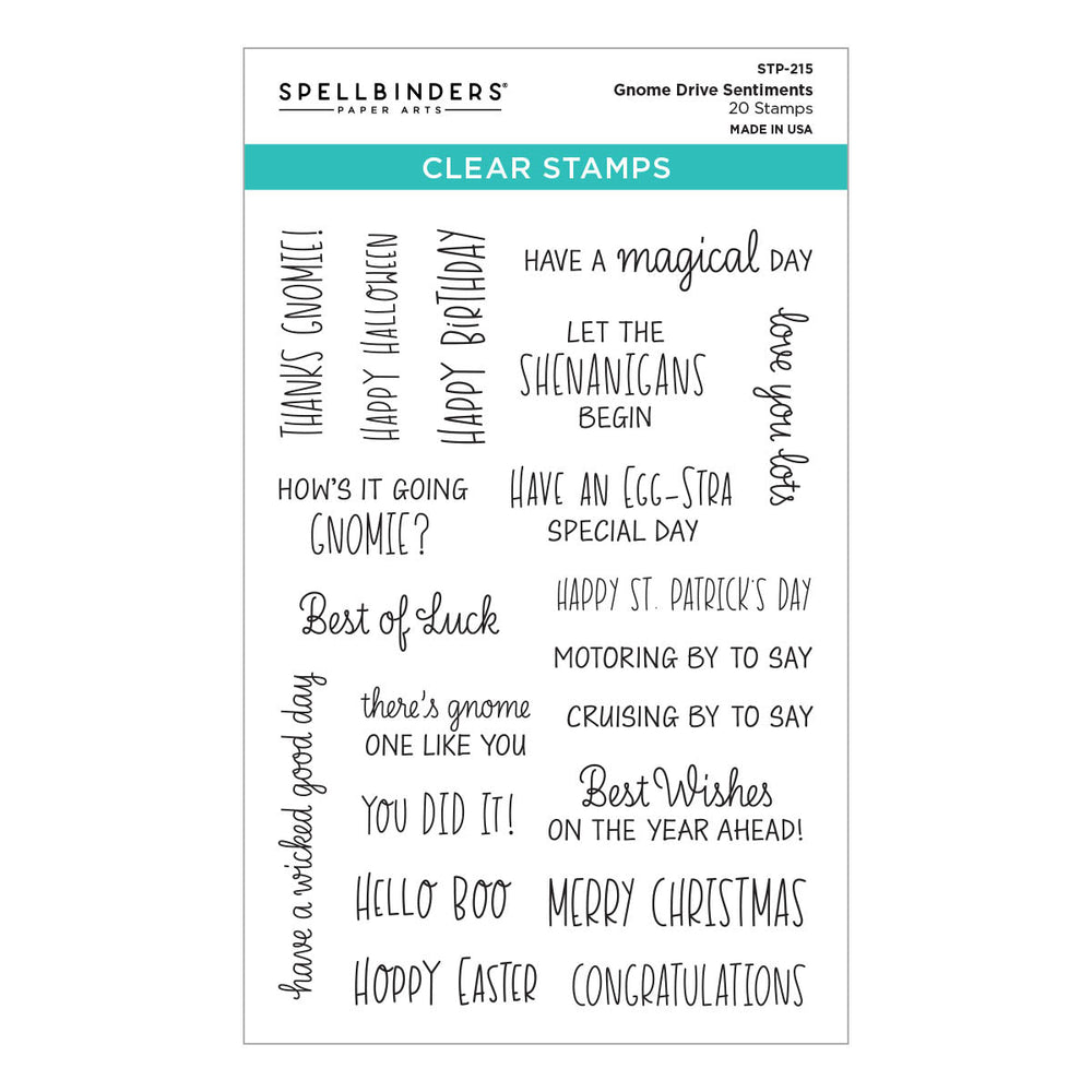 Gnome Drive Sentiments Clear Stamp Set from the Gnome Drive Collection — Ecstasy Crafts