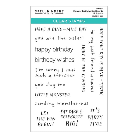 Monster Birthday Sentiments Clear Stamp Set from the Monster Birthday Collection