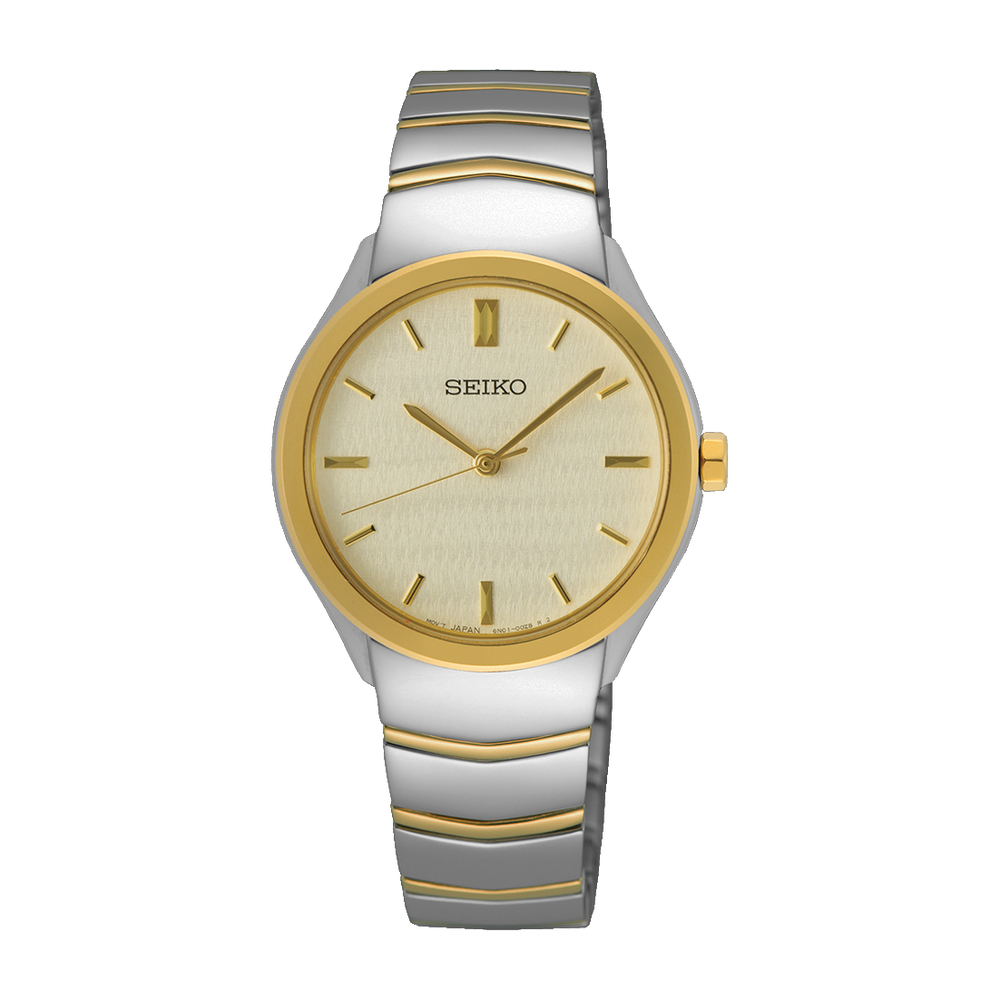 SEIKO Discover More Two Tone White Dial Ladies | SUR550P1