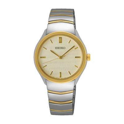 SEIKO Discover More Deux Tons Cadran Blanc pour Femmes | SUR550P1