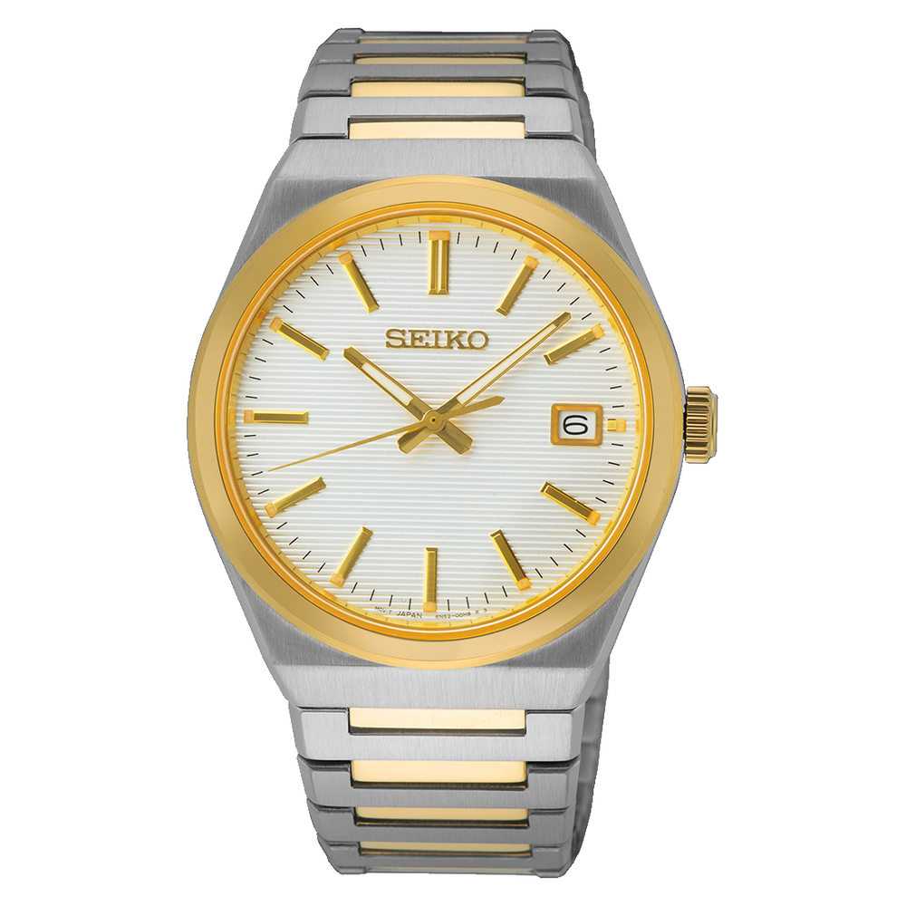 SEIKO Essentials Deux Tons Cadran Blanc Homme | SUR558P1