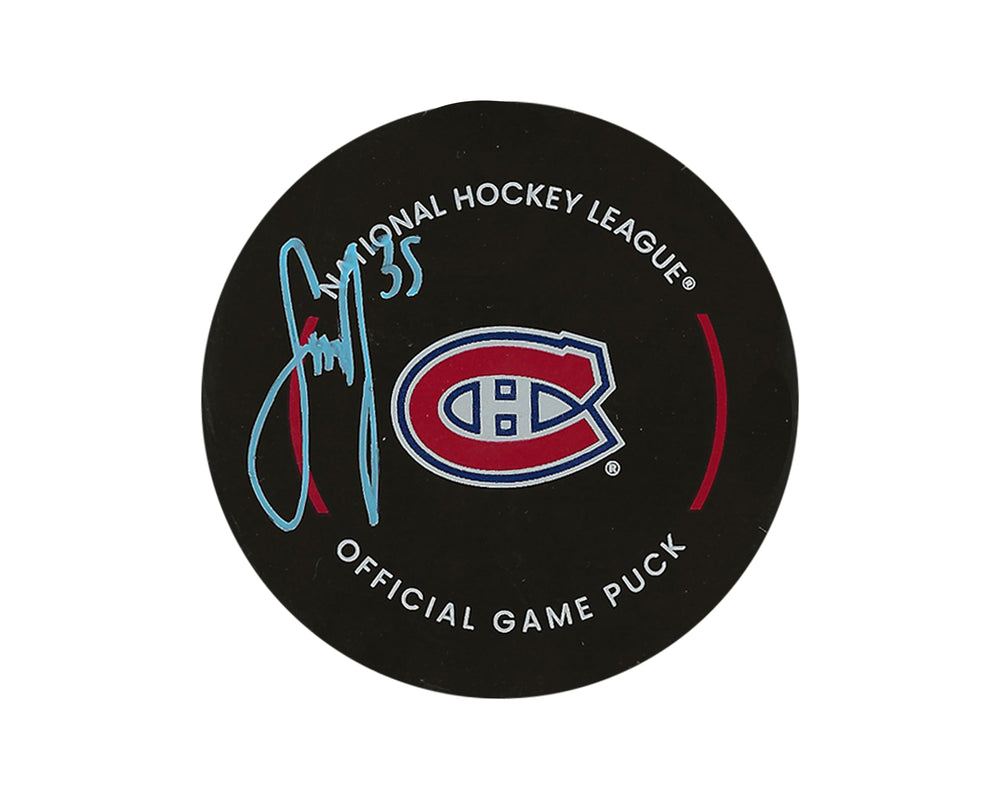 Palet de match officiel des Canadiens de Montréal autographié par Samuel Montembeault