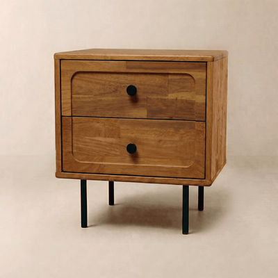 Savana Two Drawers Solid Wood Nightstand