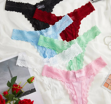 6-Pack Lace Bow Thongs – Soft, Low Rise, Ultra Sexy