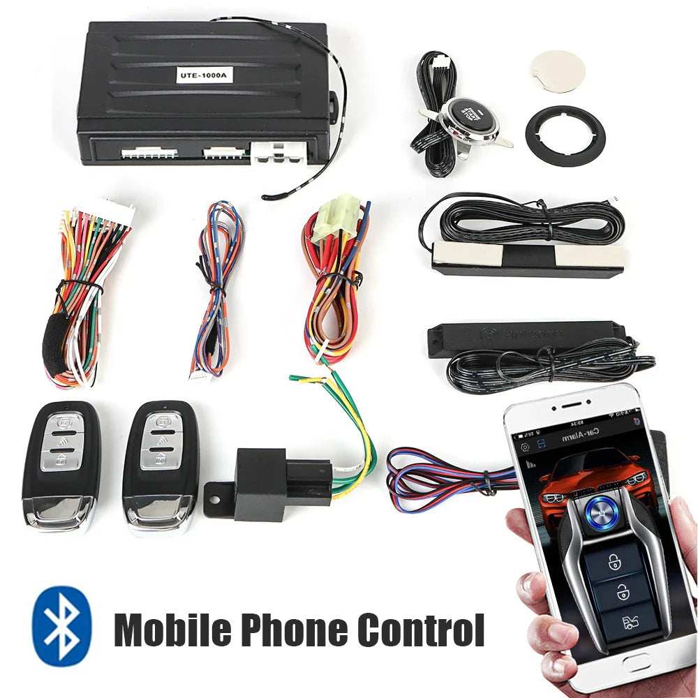 Car Start Stop Keyless Entry System Remote Start Kit Smartphone Control Universal One-button Start Push Systems — 777tech