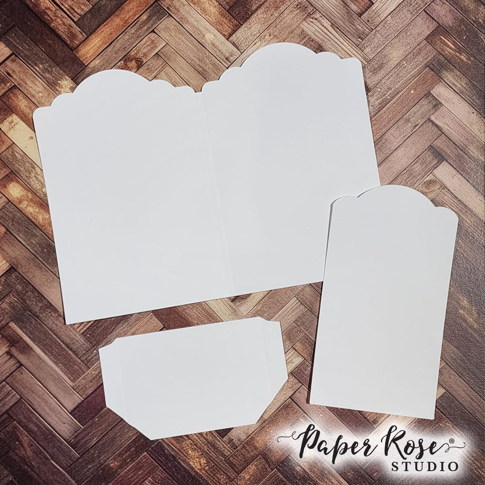 Card Folio #1  - 4x6" Scalloped Card Bases with Tags & Pockets - 6 pieces 34614