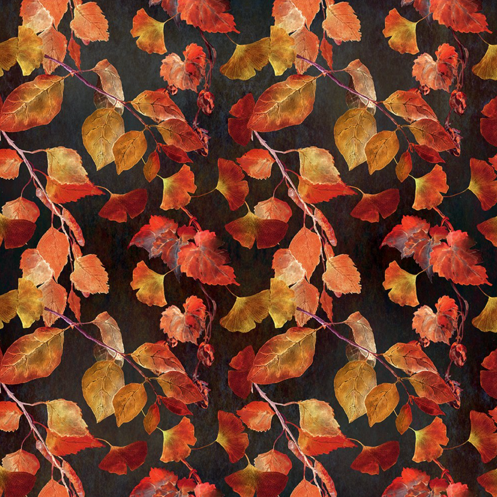 Jason Yenter - Reflections of Autumn II - Black with Leaves - 21RA-1 — Cottage Quilting Ltd.