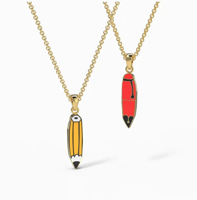 Pendentif recto-verso « Yellow Owl Workshop » stylo et crayon