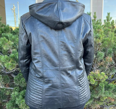Sheep Leather Jacket with Removable Hood
