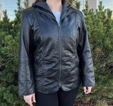 Sheep Leather Jacket with Removable Hood