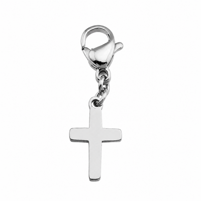 CROSS Charm Silver (White Gold): Minimalist Faith Charm for Necklaces & Bracelets