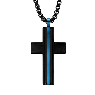 Pendentif Croix à Rayures Steeltime
