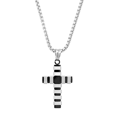 Collier avec pendentif croix rayée Steeltime