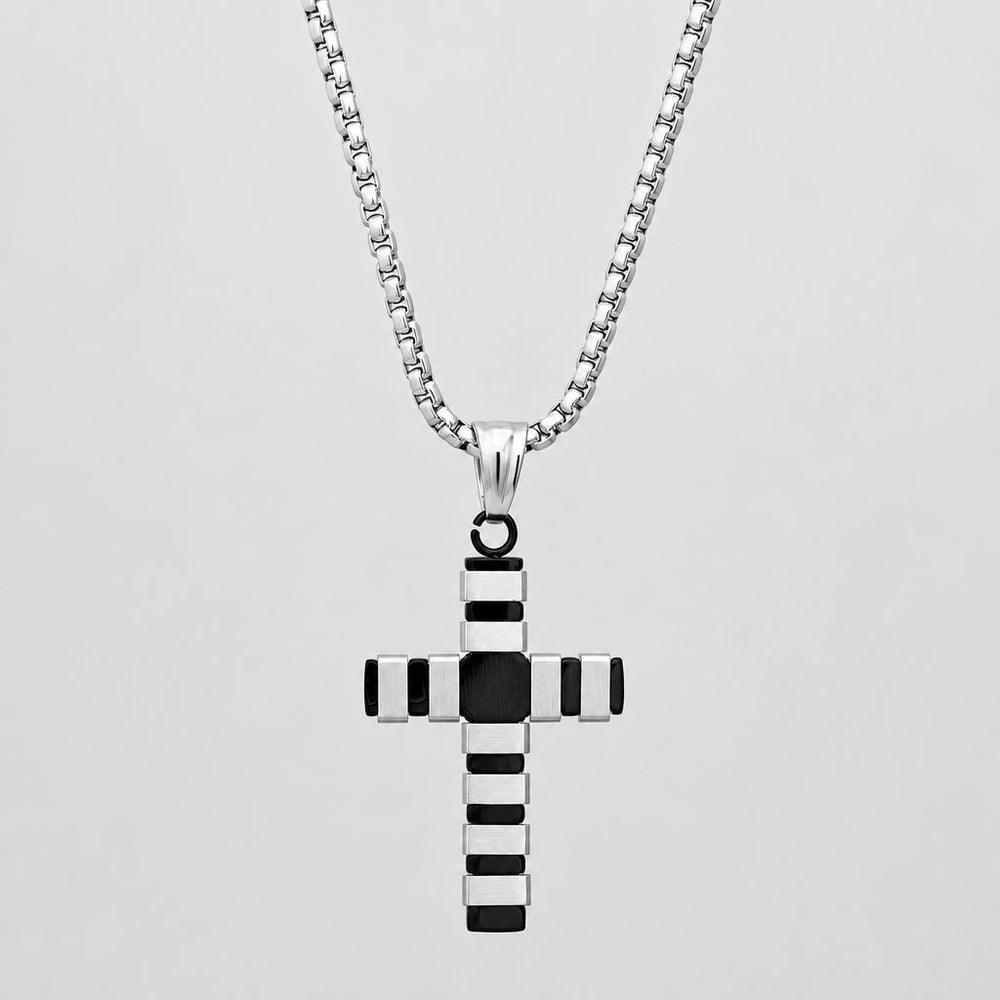 Collier avec pendentif croix rayée Steeltime