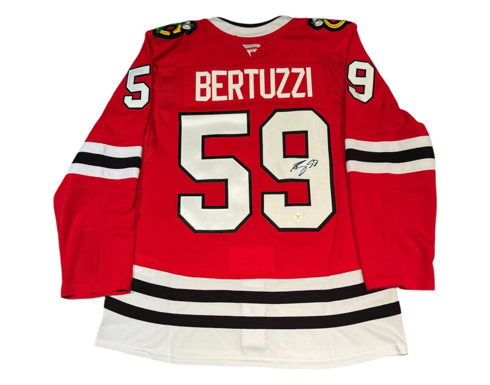 Maillot Tyler Bertuzzi des Blackhawks de Chicago (domicile, rouge, Fanatics Premium) autographié