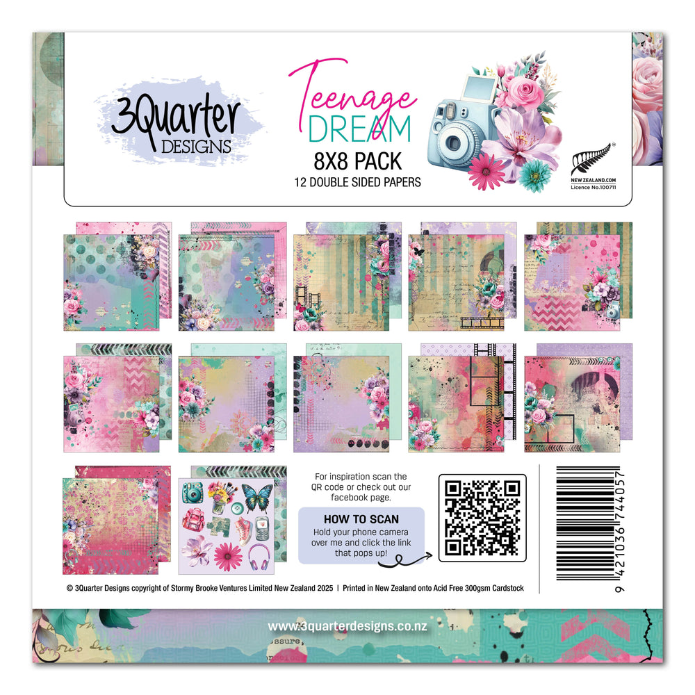 3Quarter Designs Teenage Dream 8x8 Paper Pack